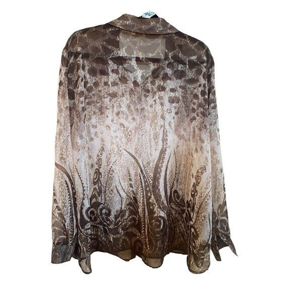 Unbranded Brown Sheer Button Down Top XL 2X? - Picture 2 of 3